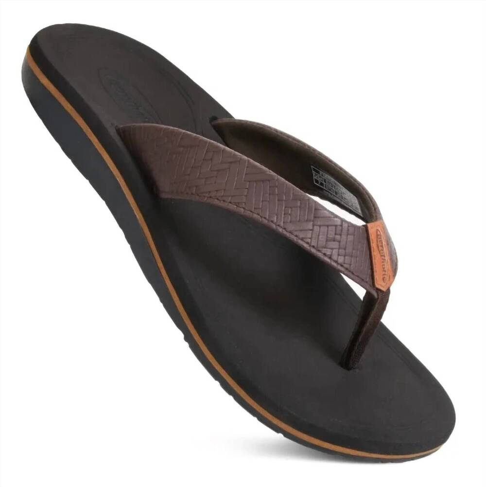 NEW AEROTHOTIC women's solace lightweight flip flops in brown